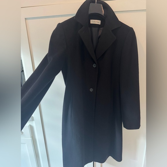 Calvin Klein overcoat black merino wool size 6 Barely worn! Dressy Classic! - Picture 1 of 7